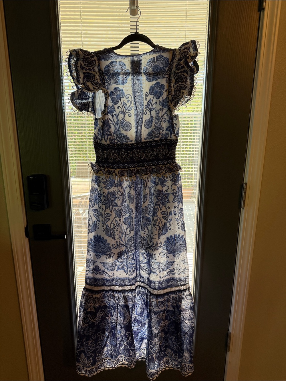 FARM Rio Blue & White Floral Smocked Maxi Dress - Picture 3 of 3